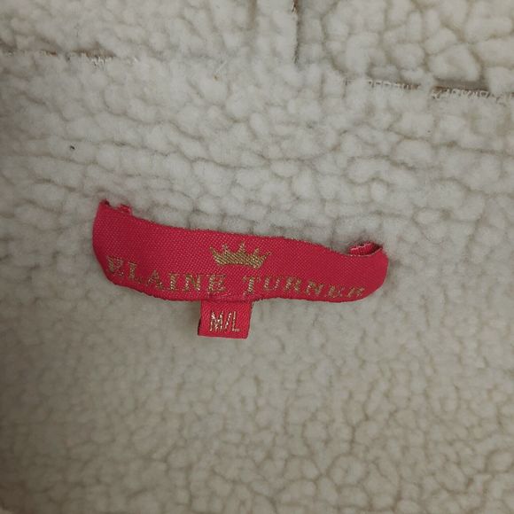 Elaine Turner Womens Sleeveless Faux Suede Leather Open Vest Size M/L Shearling - Picture 4 of 16